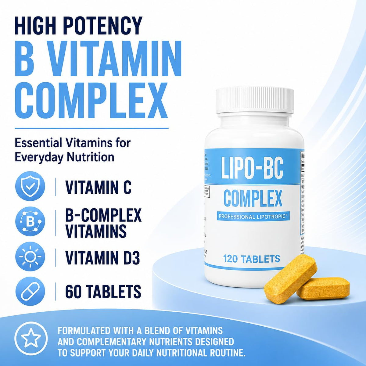 ES Global Brands Legere Lipo-BC B-Complex for Energy - 120 Tablets - image 3