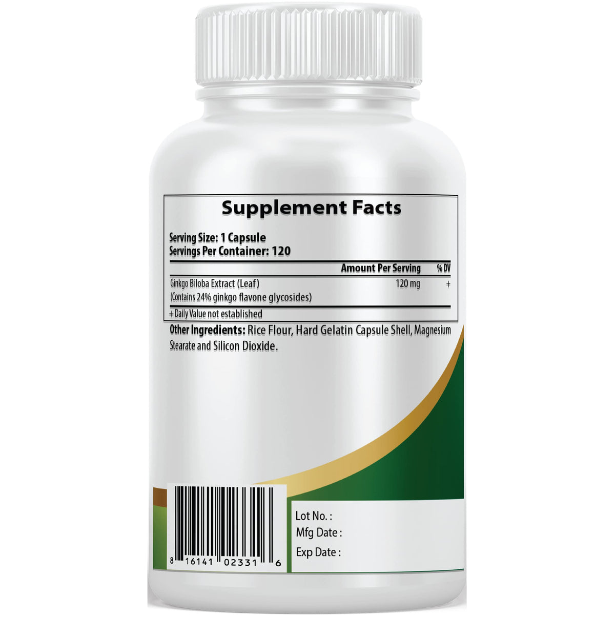Pacific Nature's Ginkgo Biloba 120mg Memory Support - 120 Capsules - image 4