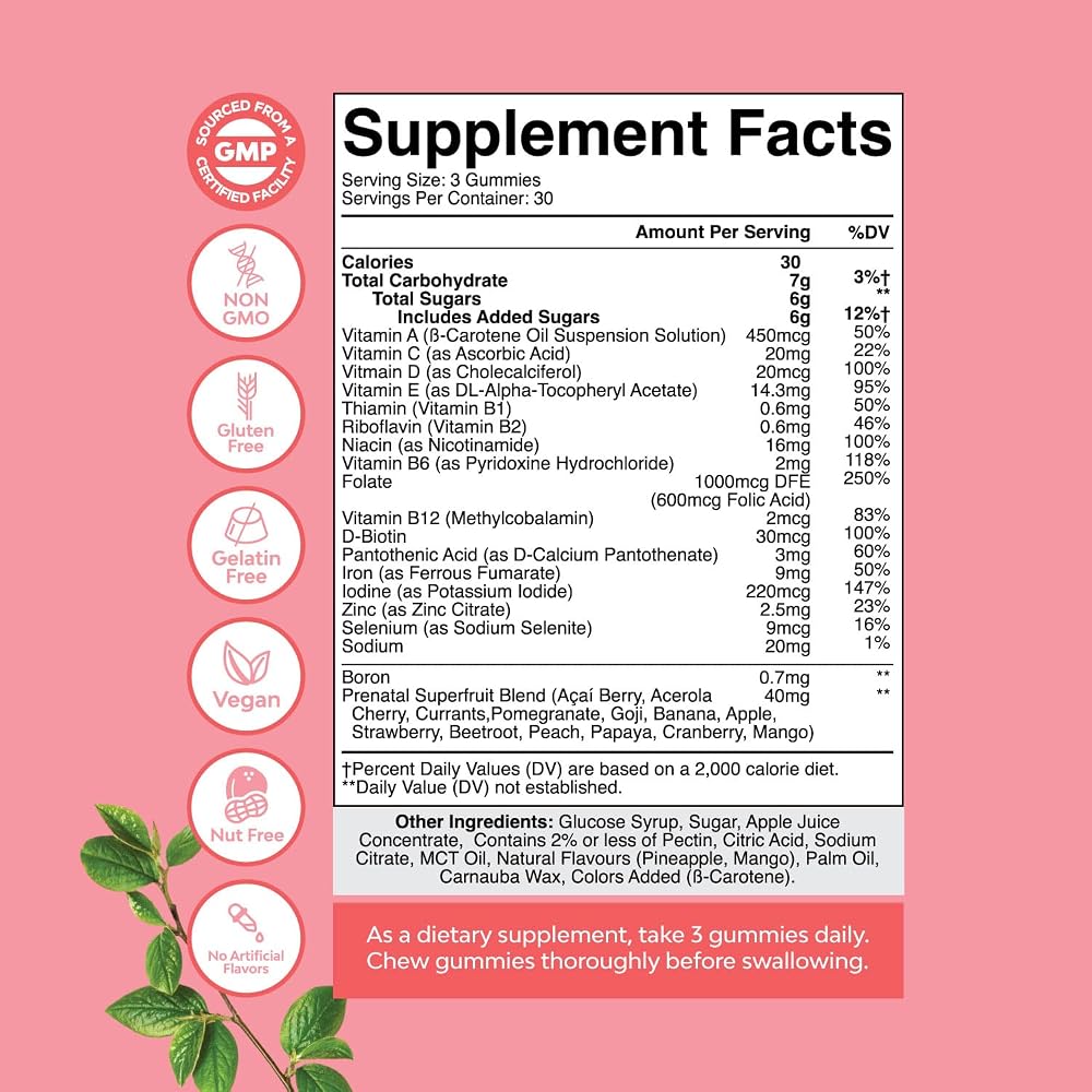 Natures Craft Prenatal Gummies with Iron and Folic Acid - 90 Gummies - image 8