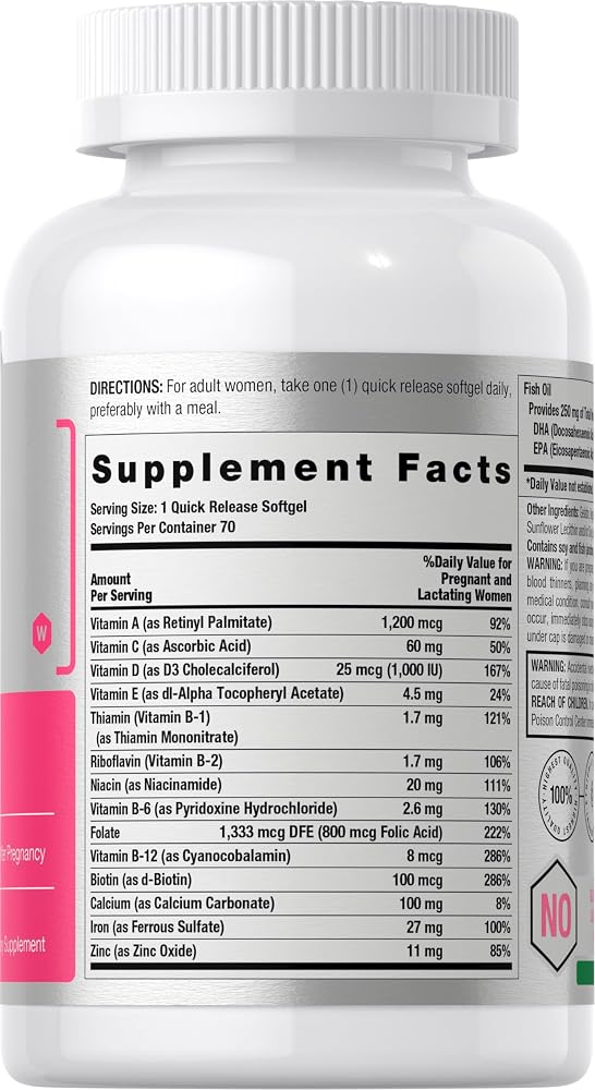 Horbäach Women's Prenatal Multivitamin with DHA - 70 Softgels - image 2