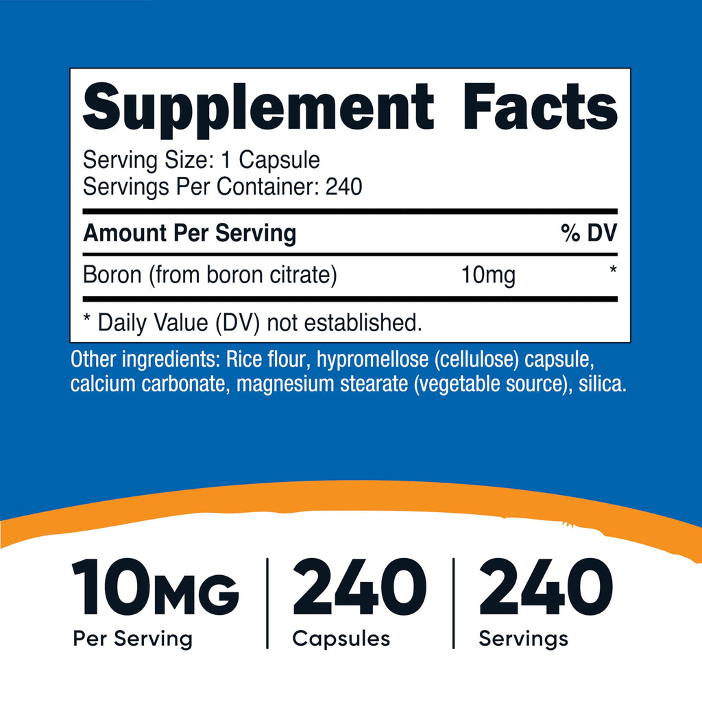 Nutricost Boron Citrate 10mg - 240 Vegetarian Capsules - image 2