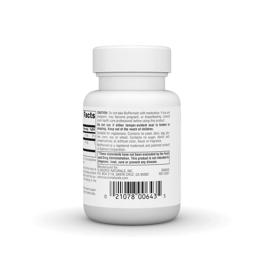 Source Naturals BioPerine Black Pepper Extract 10 mg - 60 Tablets - image 4