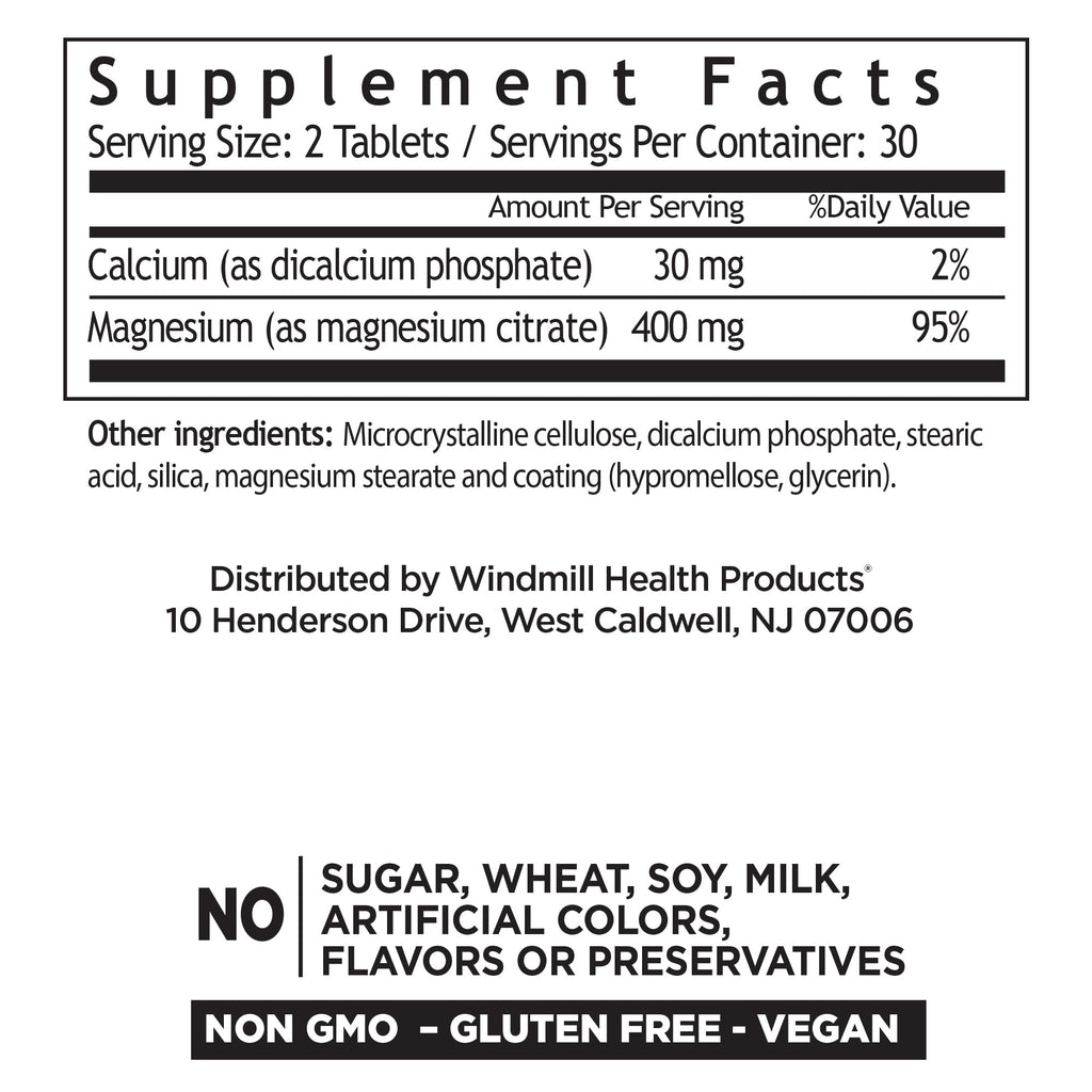 Windmill Magnesium Citrate 400 mg Tablets - 60 Count - image 2