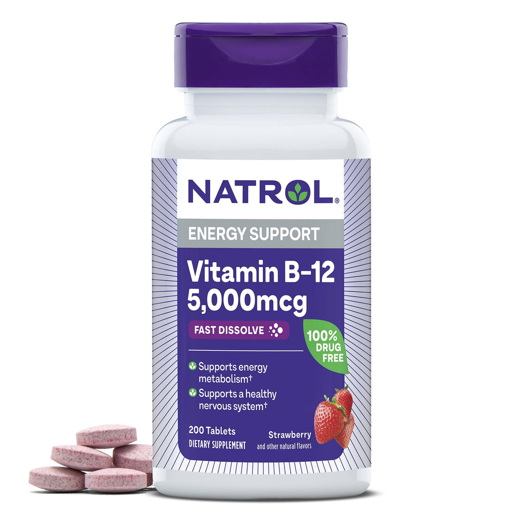 Natrol B12 5000 mcg Fast Dissolve Energy Metabolism - 200 Tablets