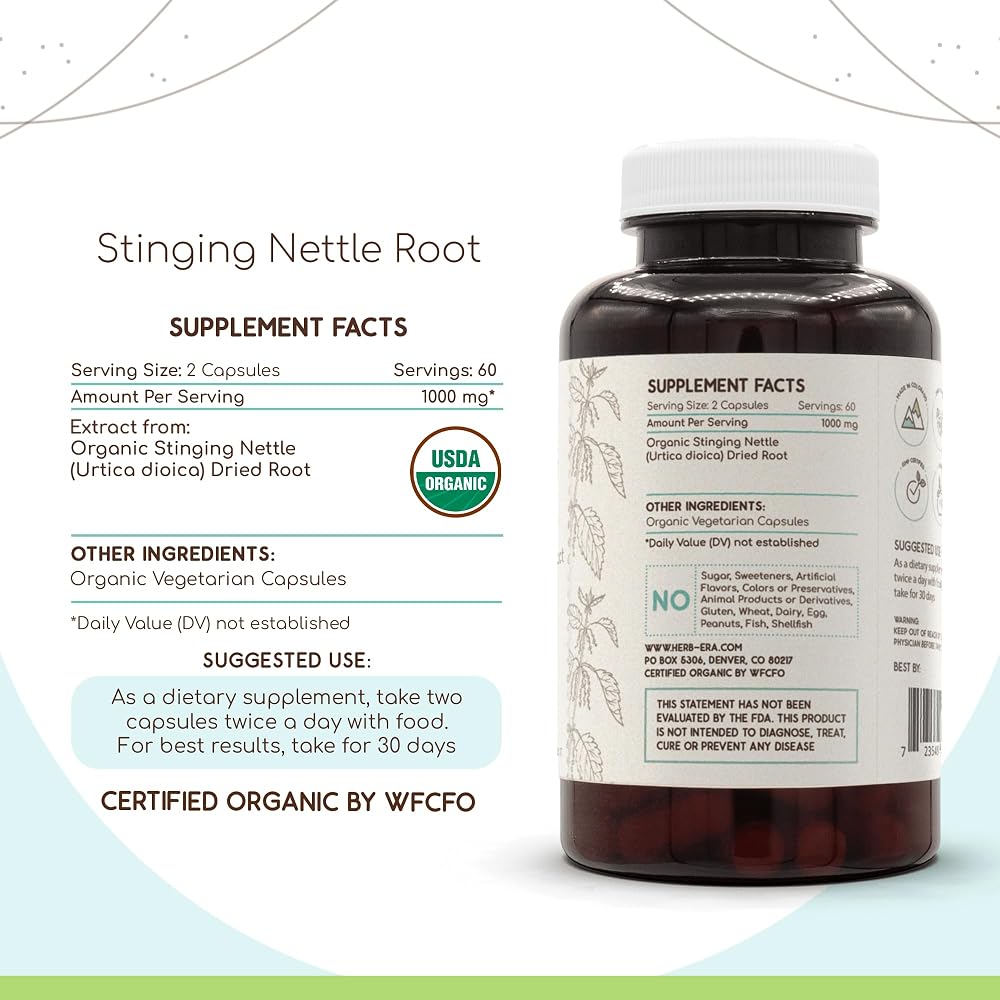 HerbEra Stinging Nettle Root USDA Organic Capsules