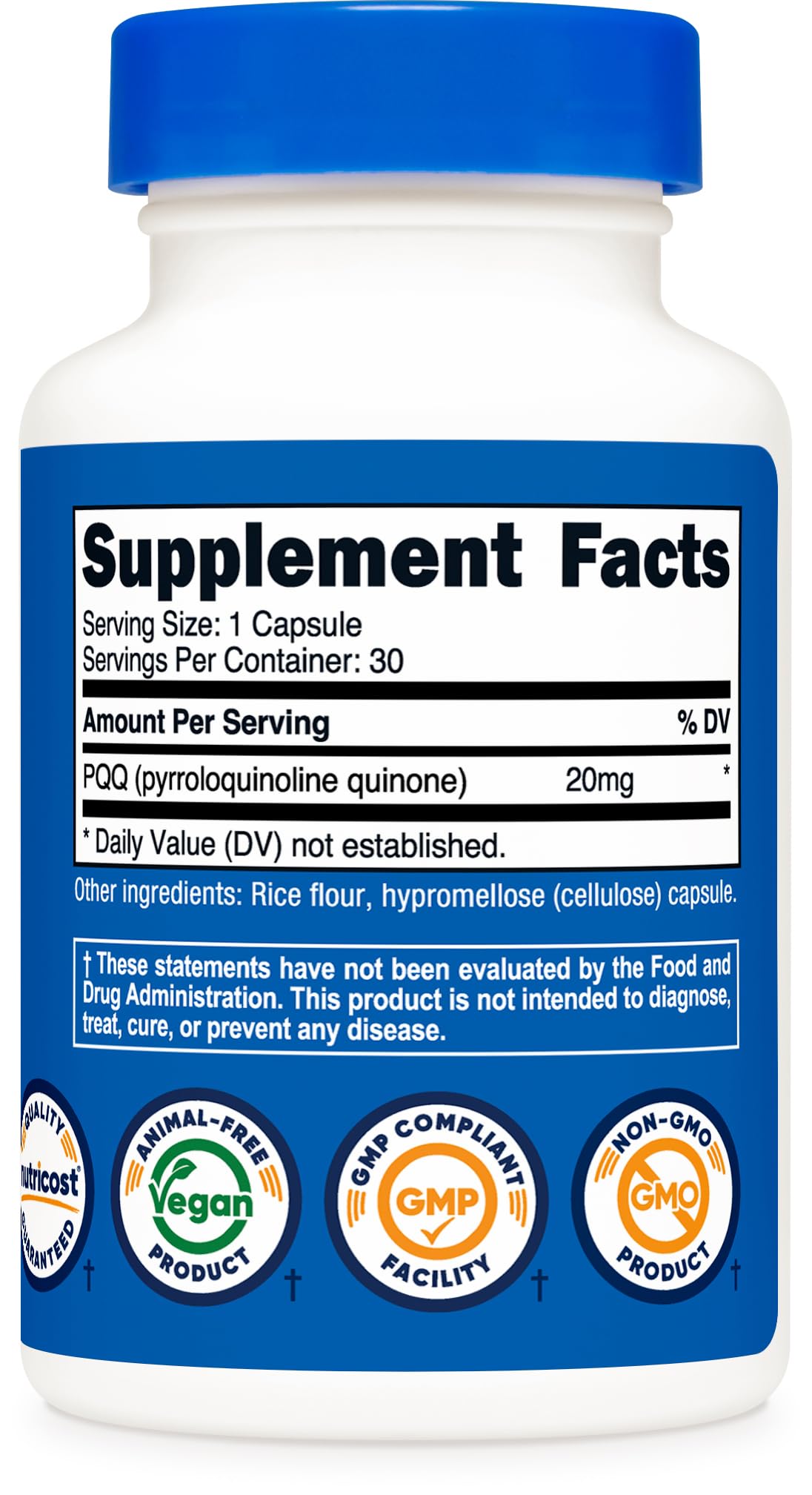 Nutricost PQQ (Pyrroloquinoline Quinone) Capsules 20mg - Veggie