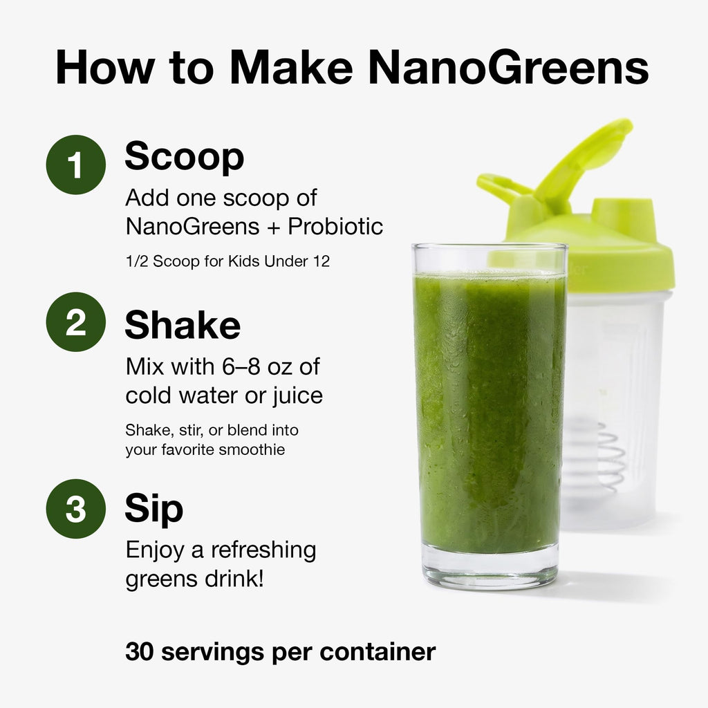 Biopharma Scientific NanoGreens + Probiotic Green Spirulina Powder