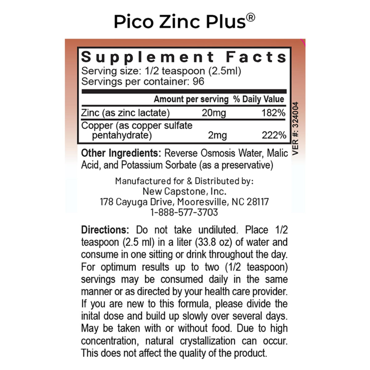 RnA ReSet Pico Zinc Plus Liquid Zinc & Copper Supplement - 8.1 fl oz - image 2