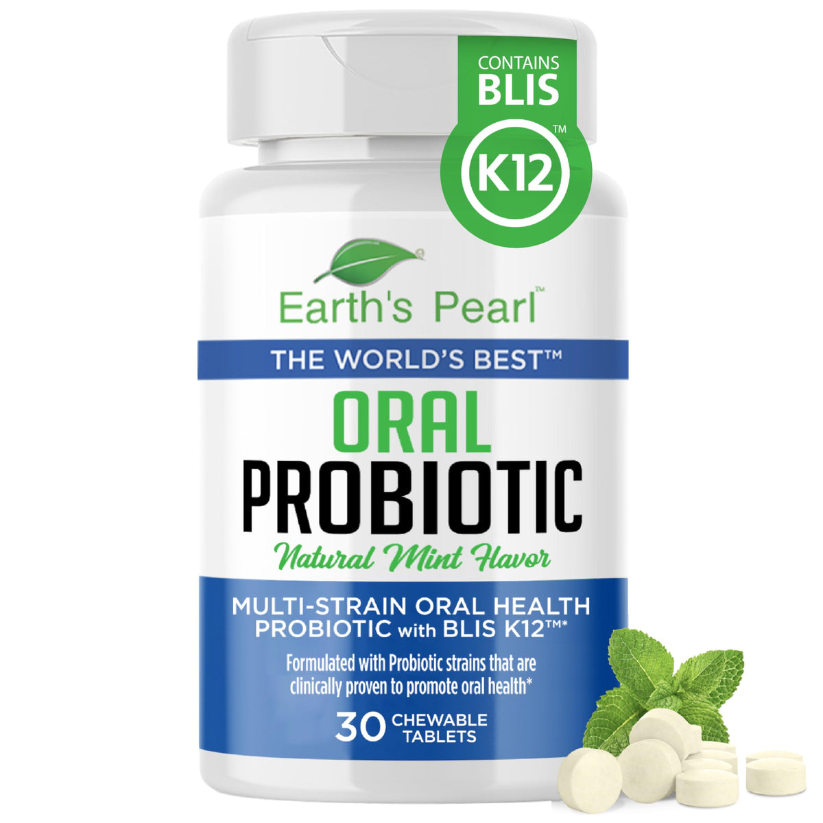 Earth's Pearl Oral Probiotics with BLIS K12 for Fresh Breath - 30 Count