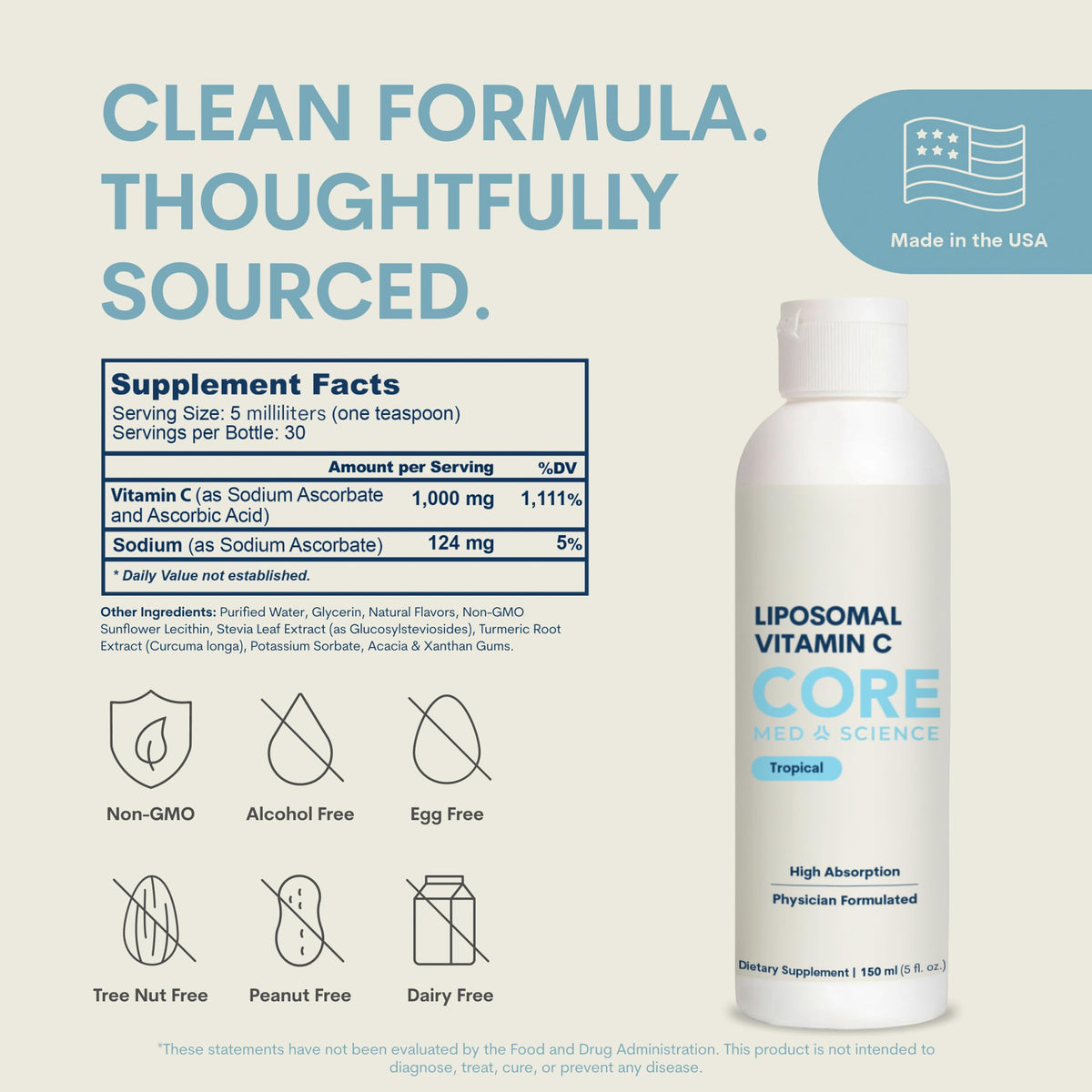 Core Med Science Liposomal Vitamin C Liquid 1000mg - 5 Fl Oz - image 3