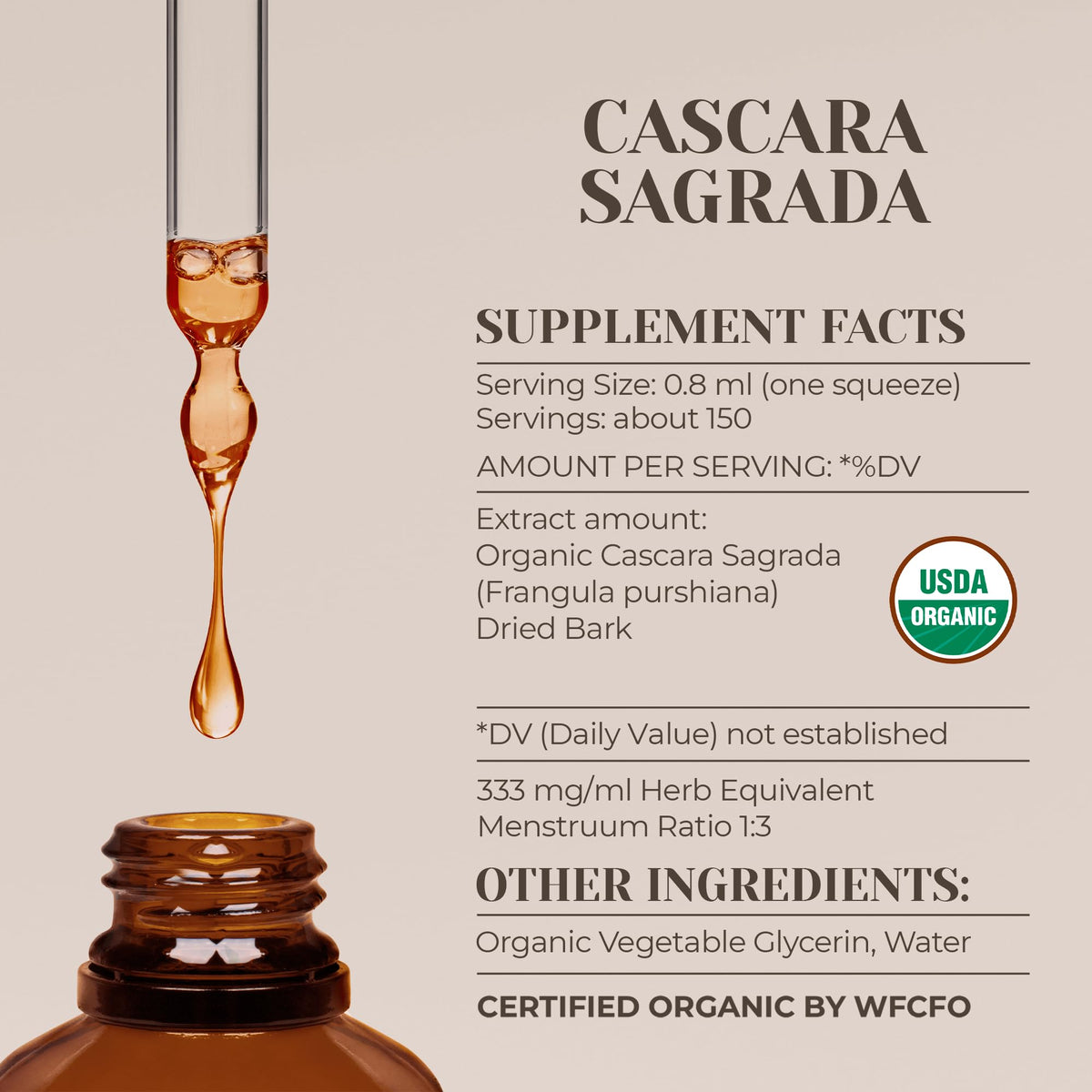 Garden Organics Cascara Sagrada Alcohol-Free Natural Tincture Extract