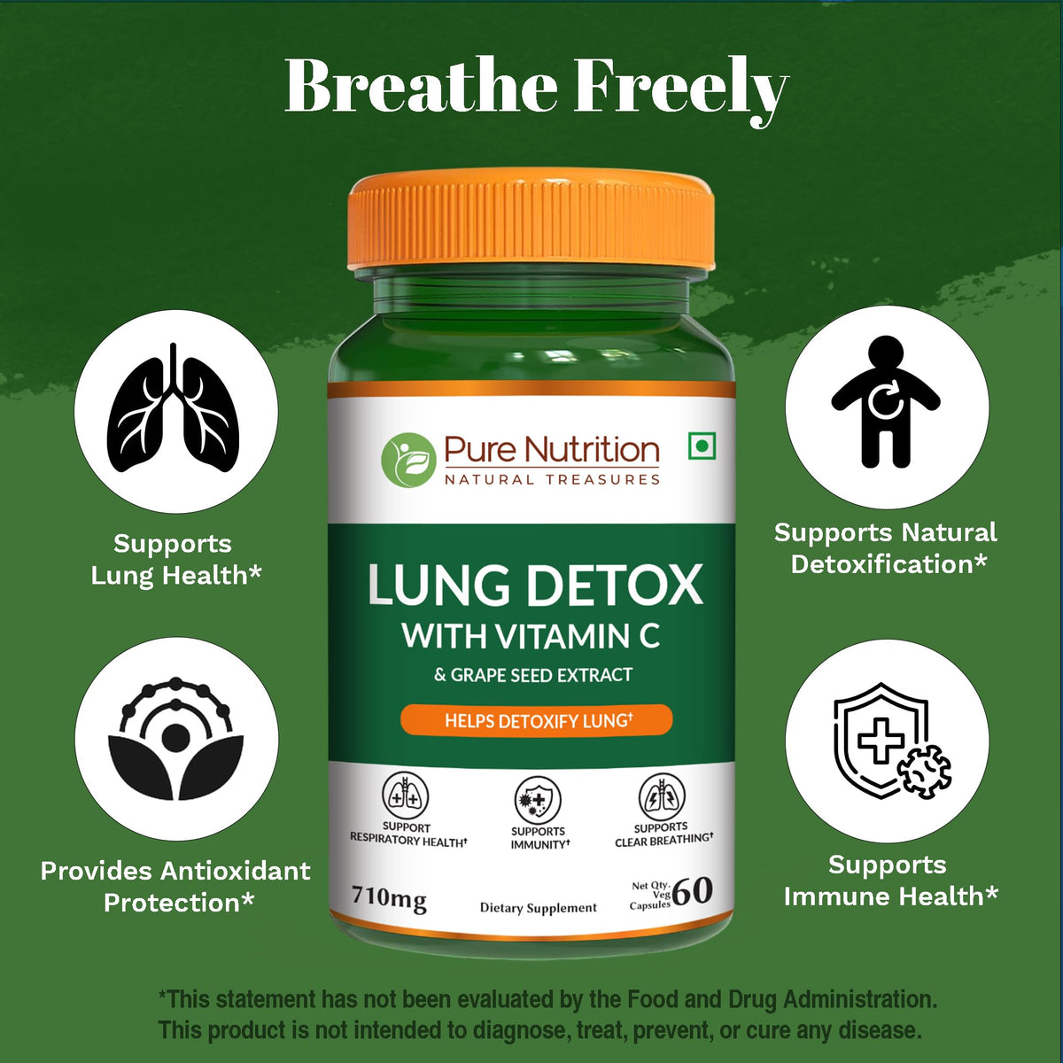 Pure Nutrition Lung Health Supplement Herbal Support - 60 Capsules - image 4