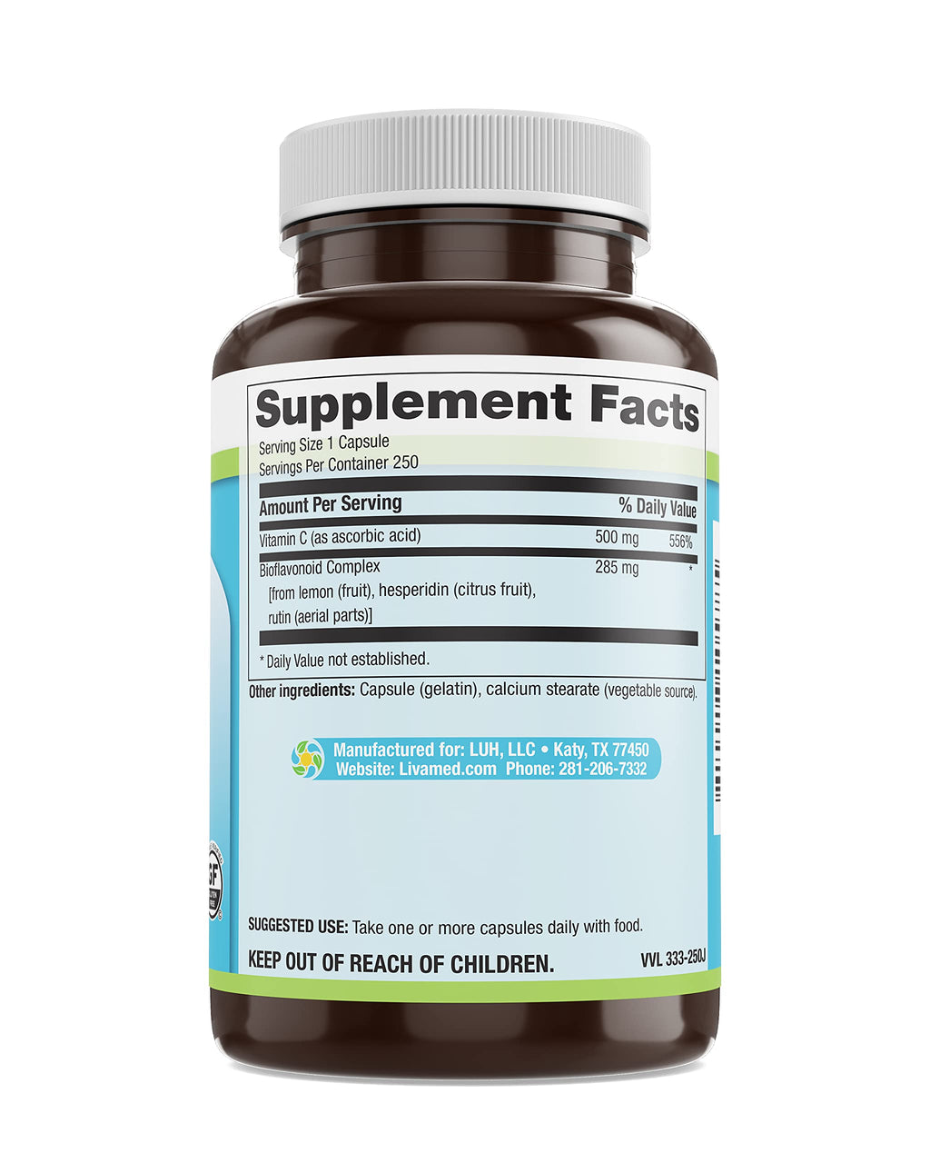 Livamed Bio C Caps Vitamin C with Bioflavonoids - 250 Capsules - image 4