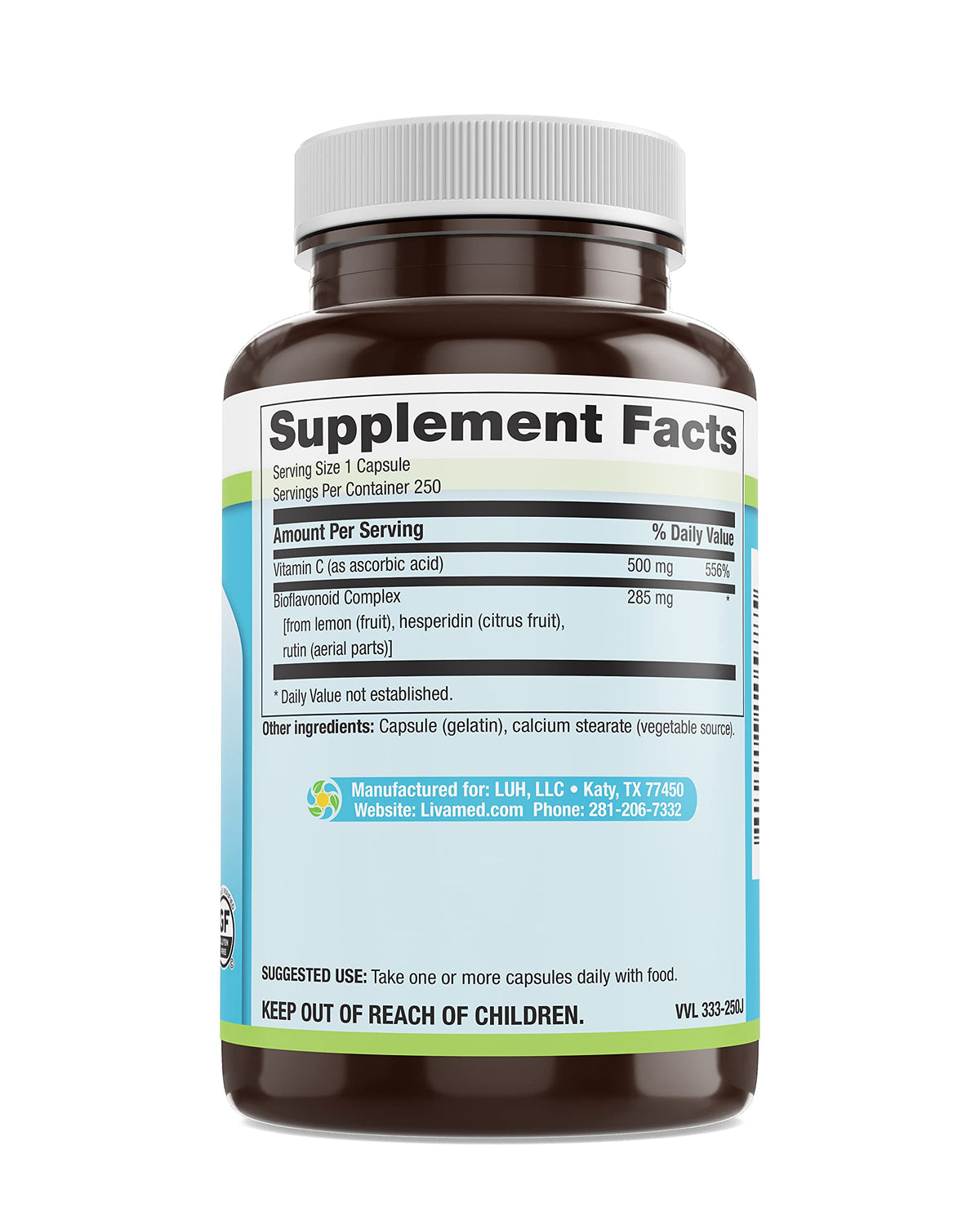Livamed Bio C Caps Vitamin C with Bioflavonoids - 250 Capsules - image 4