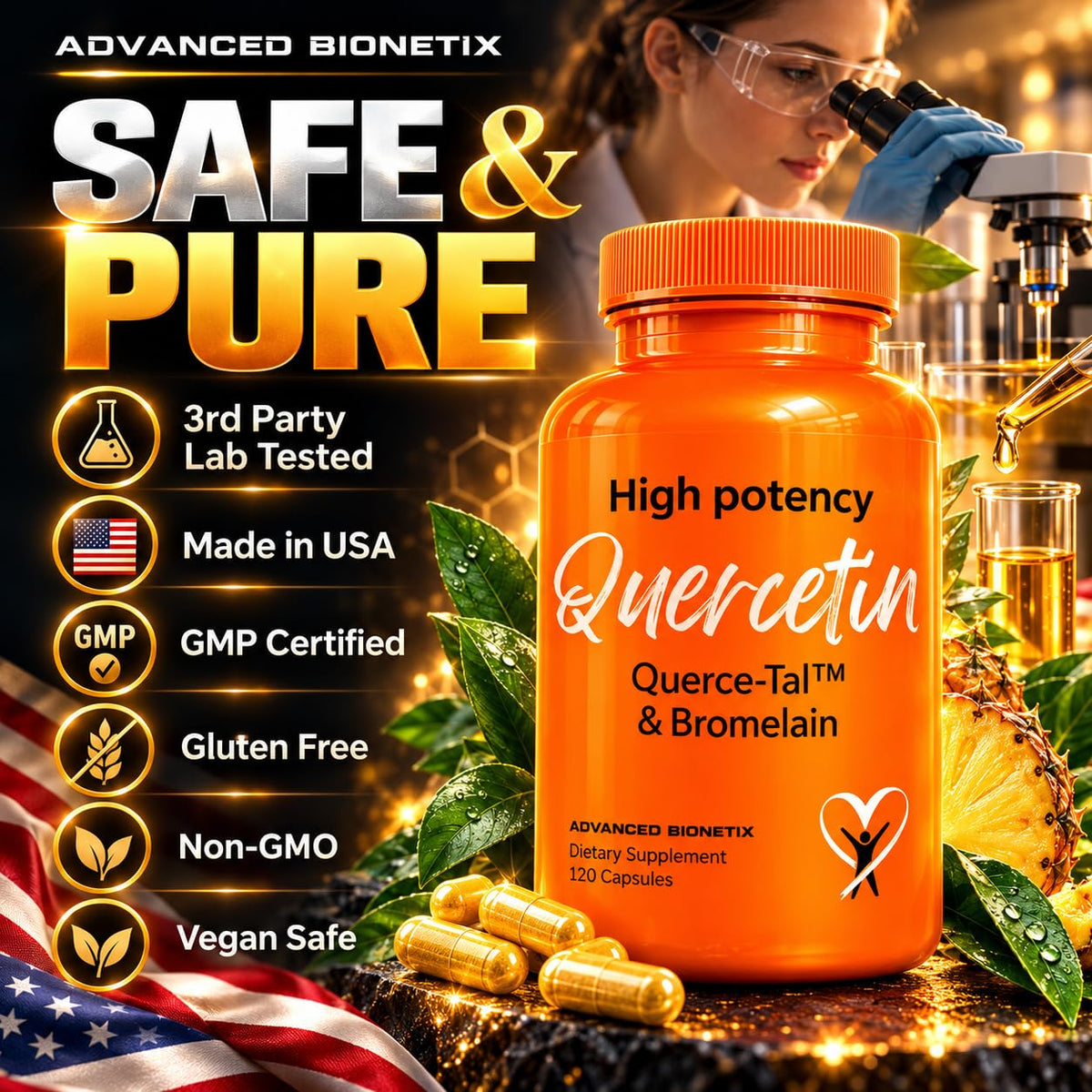 Advanced Bionetix Querce-Tal Quercetin + Bromelain - 120 Vegetarian Capsules - image 7