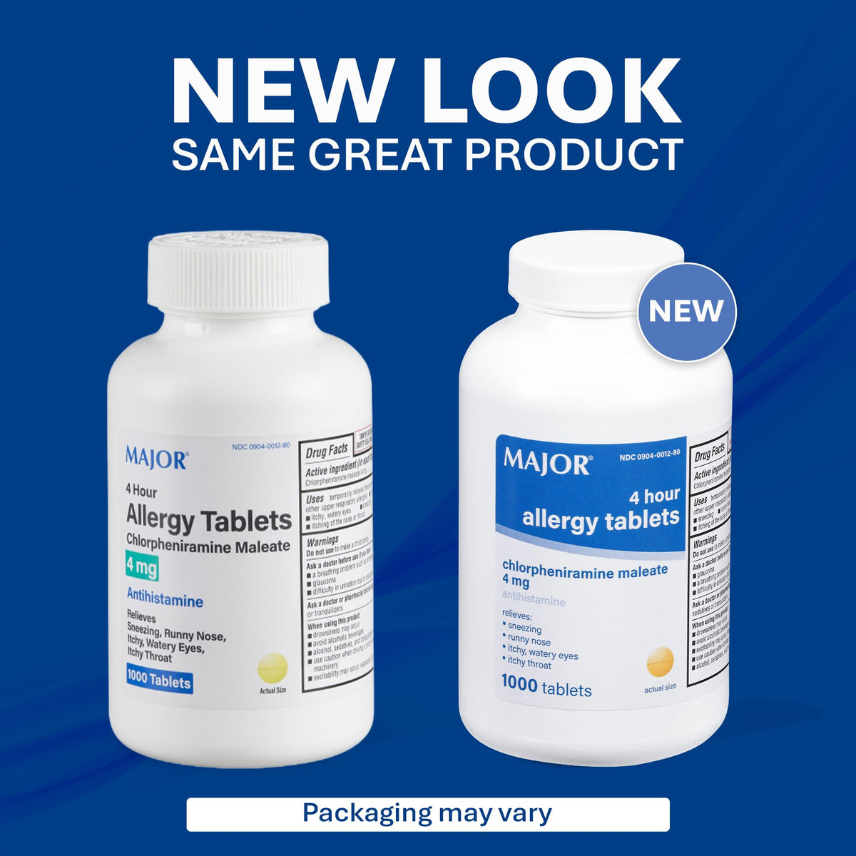 MAJOR 4 Hour Allergy Tablets Chlorpheniramine 4 mg - 1000 Count - image 3