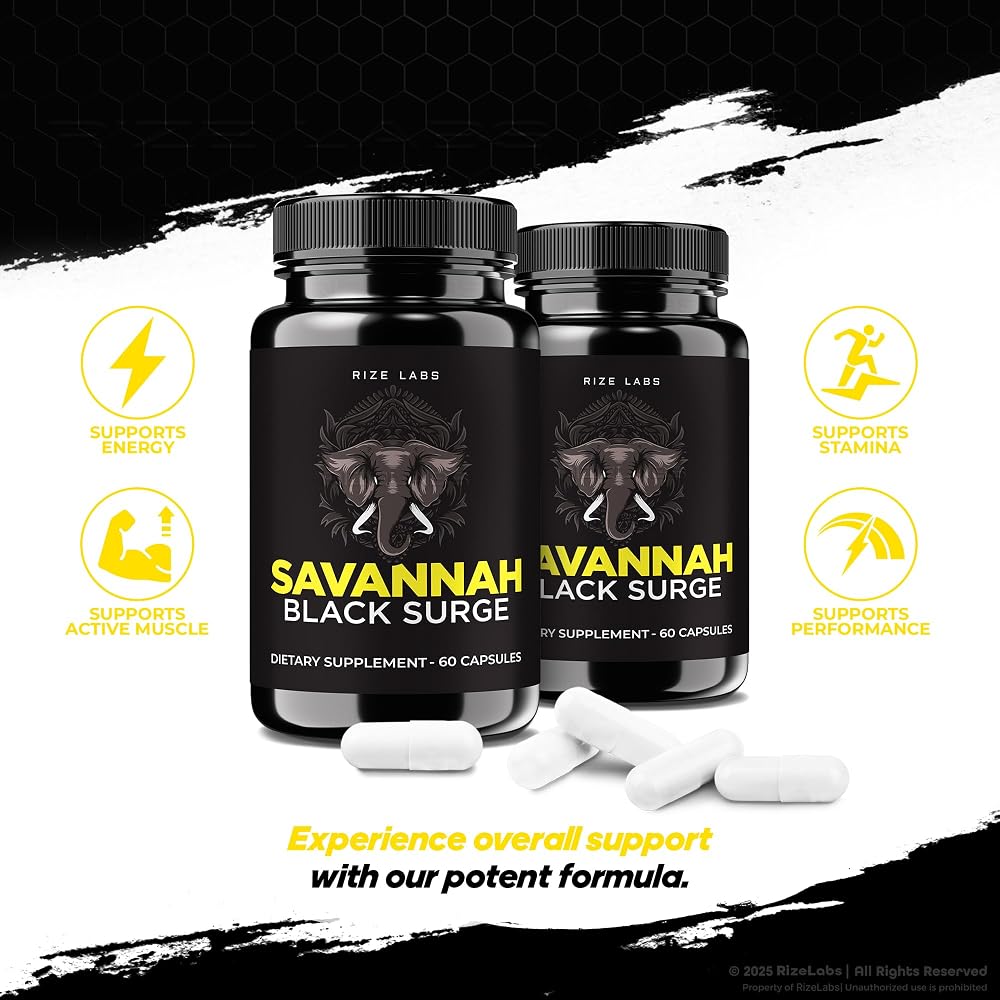 rize labs Savannah Black Surge Pills for Men - 120 Capsules - image 6