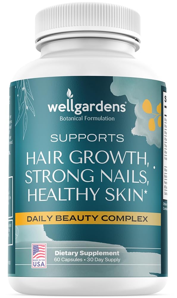 Wellgardens Hair Skin and Nails Vitamins with Biotin 5000mcg - 60 Capsules