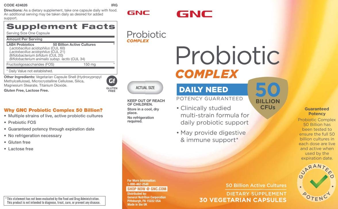 GNC Probiotic Complex 50 Billion CFUs 30 Vegetarian caps