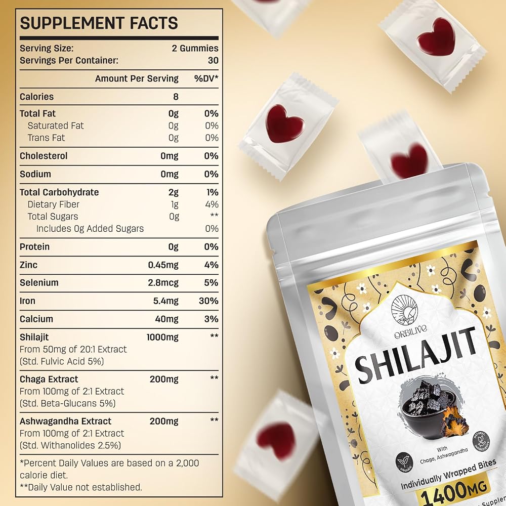 ORBILIVE Shilajit Gummies 1400 mg with Ashwagandha - 60 Gummies - image 2