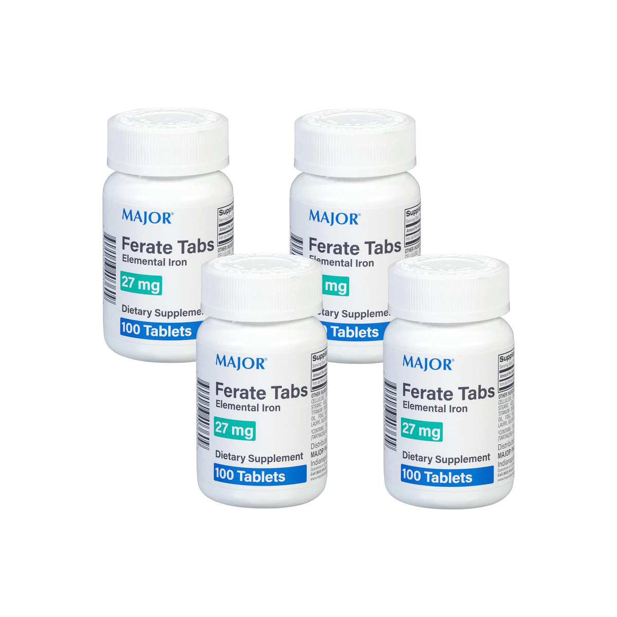 Major 27 mg Ferate Tabs - Ferrous Gluconate Elemental Iron Dietary