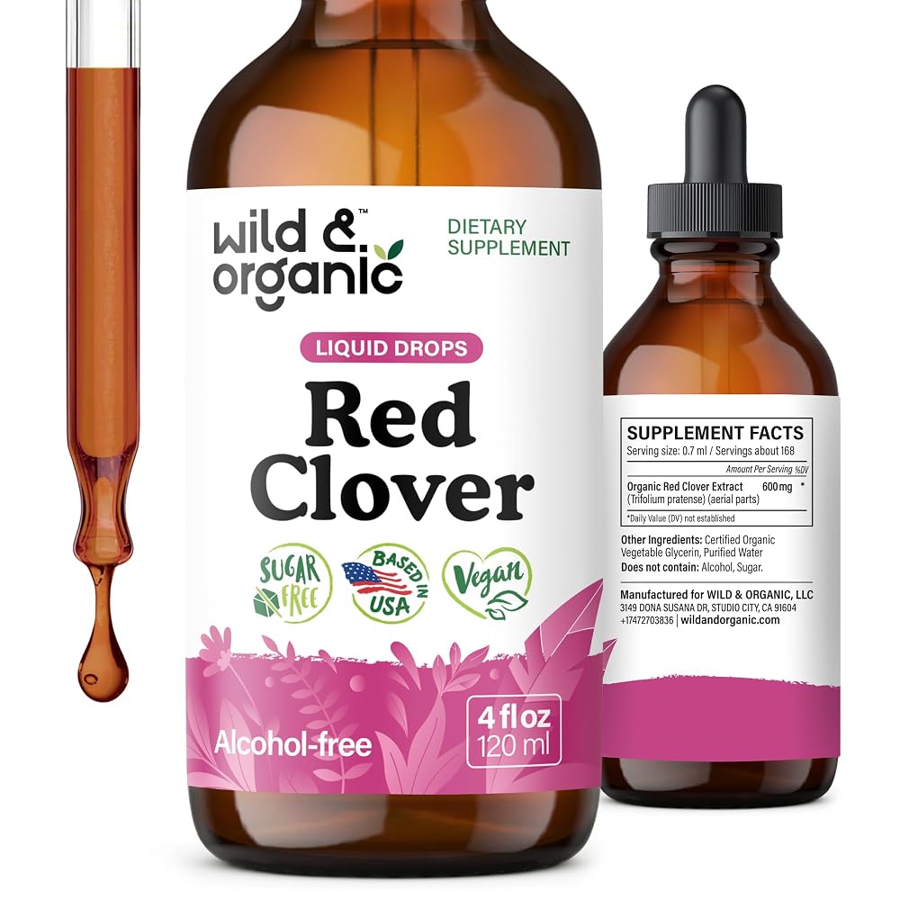 Wild & Organic Red Clover Supplement for Menopause - 4 fl oz