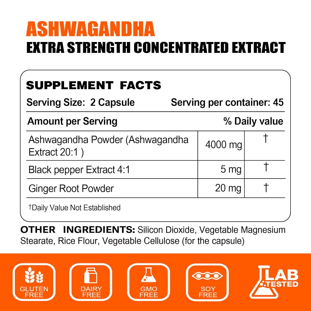 Nature4U Ashwagandha 4000mg Extra Strength - 90 Vegan Capsules - image 2