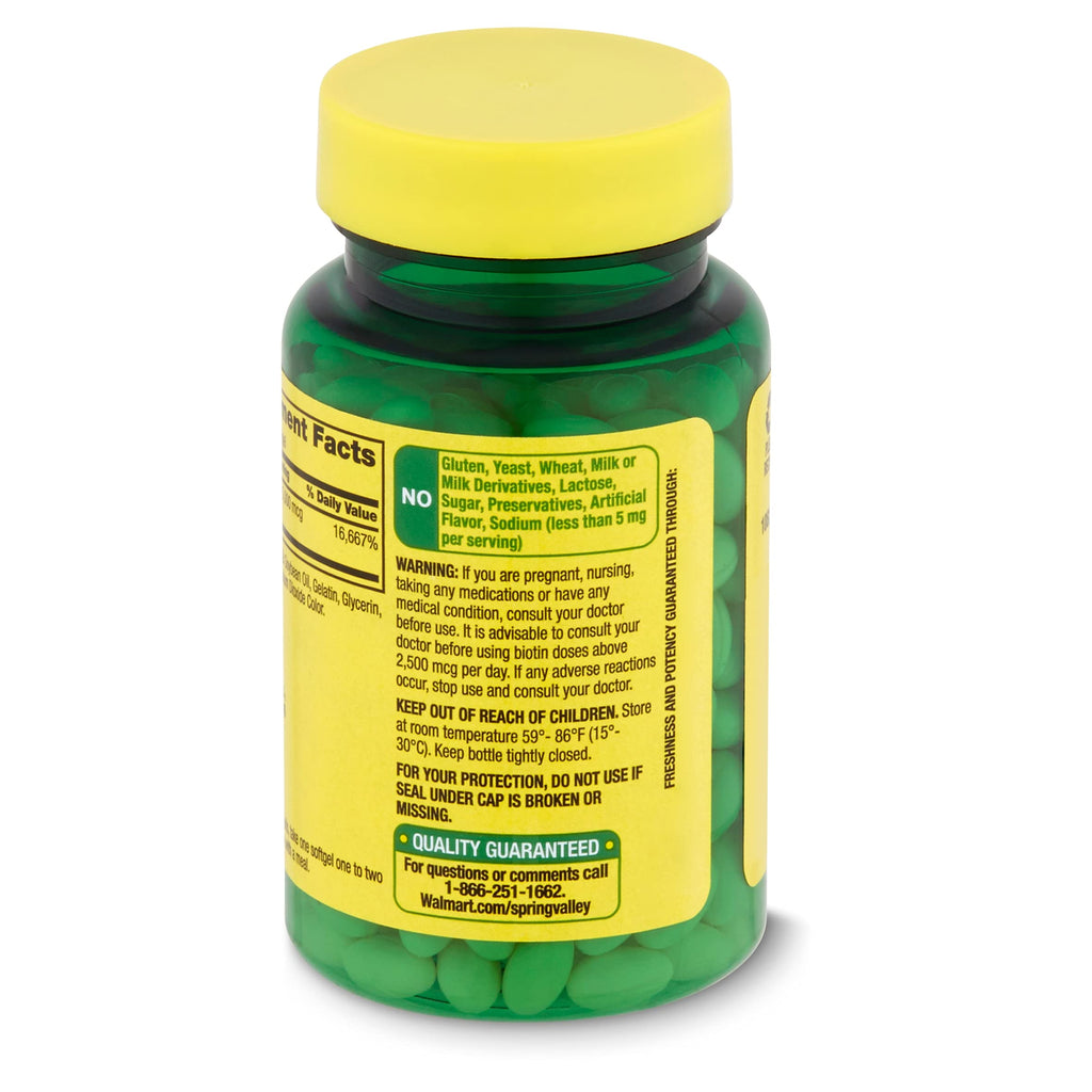 Spring Valley Biotin 5000 mcg Super Potency - 120 Softgels - image 6