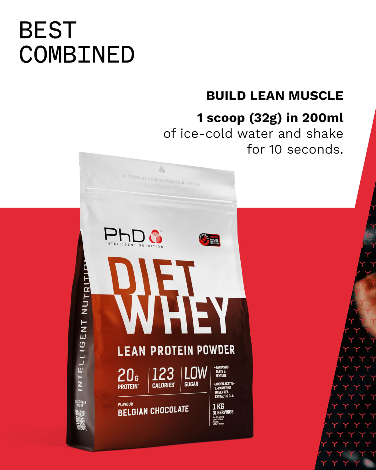 PhD Diet Whey Belgian Chocolate Protein Powder - 1kg - image 5