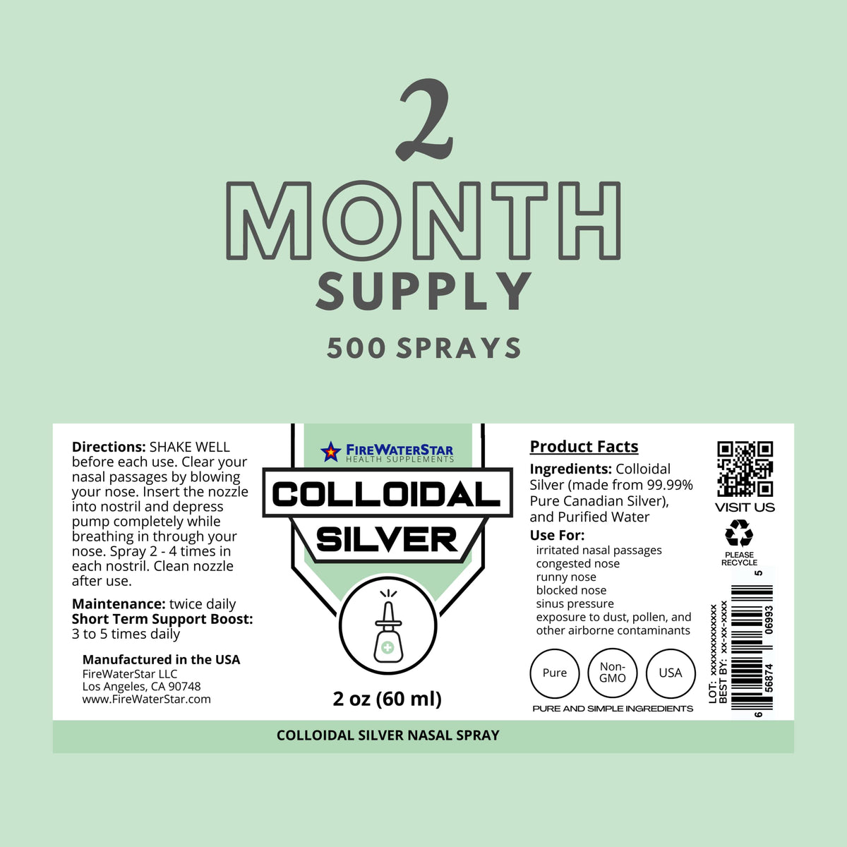 FWS Colloidal Silver Nasal Spray Sinus Relief - 2 fl oz - image 3