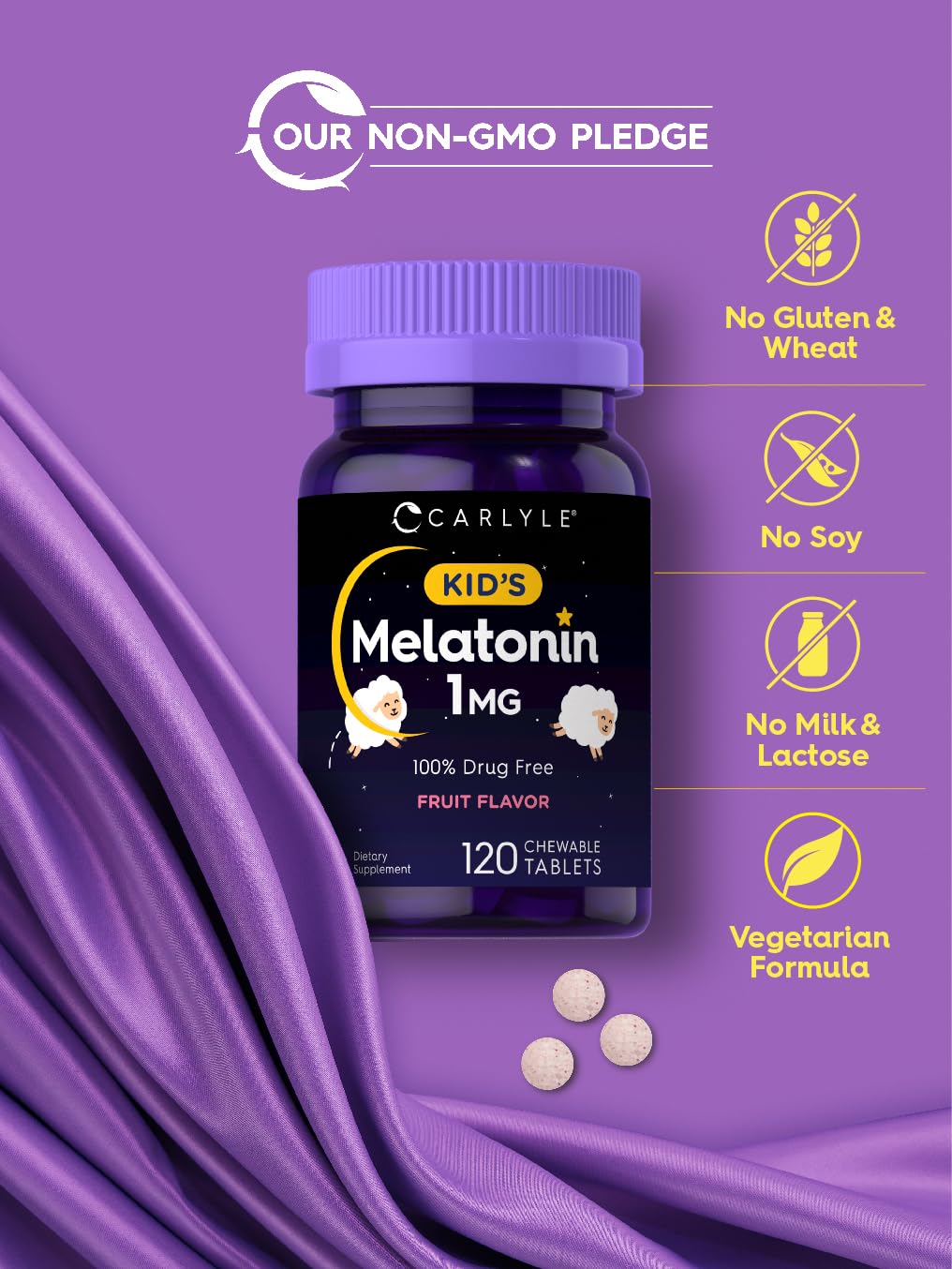 Carlyle Kids Melatonin 1mg - 120 Chewable Tablets - image 5