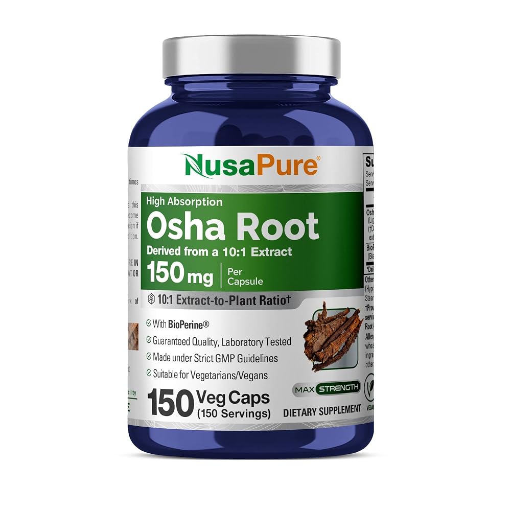NusaPure Osha Root 1500mg Extract - 150 Vegetarian Capsules