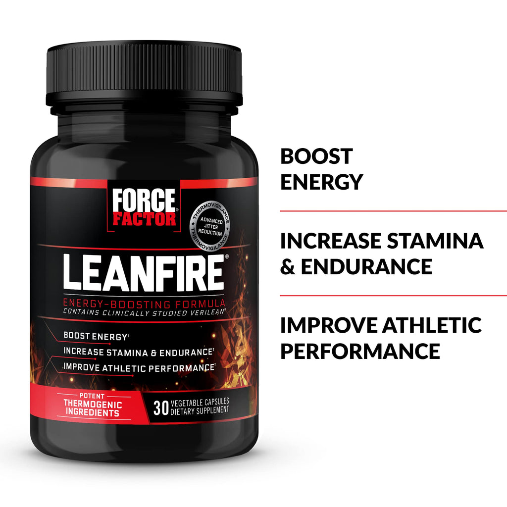 Force Factor LeanFire Pre Workout Energy Pills with Green Tea Extract and Caffeine