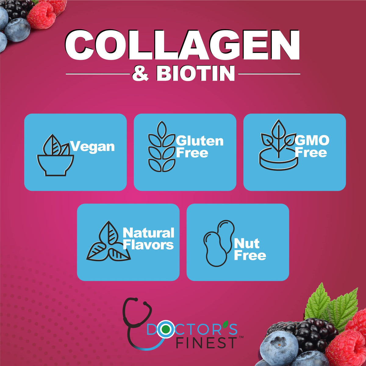 DOCTORS FINEST Collagen and Biotin 10000mcg Gummies - 90 Gummies - image 3