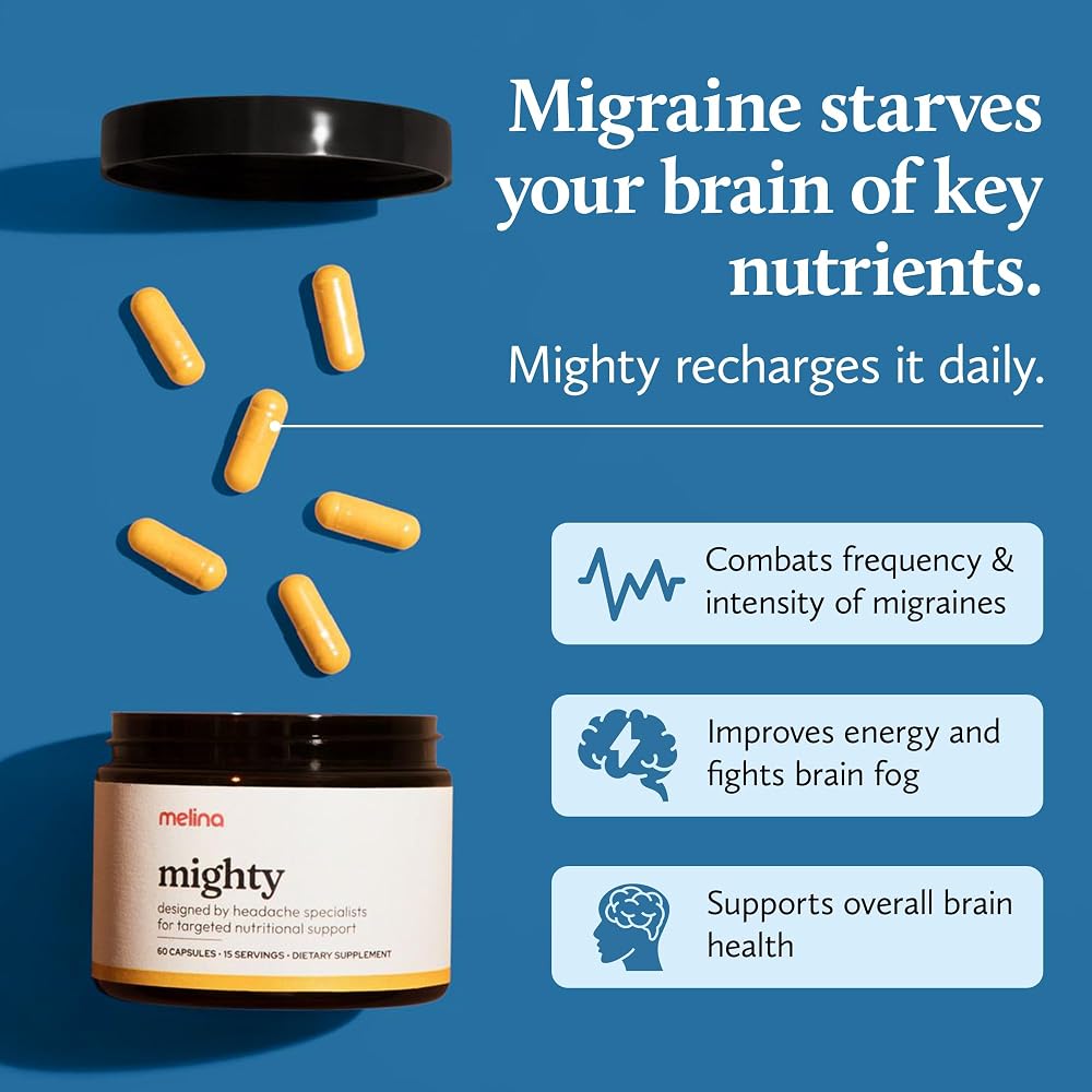 Melina Mighty Natural Migraine Relief Supplement - 60 Capsules - image 3