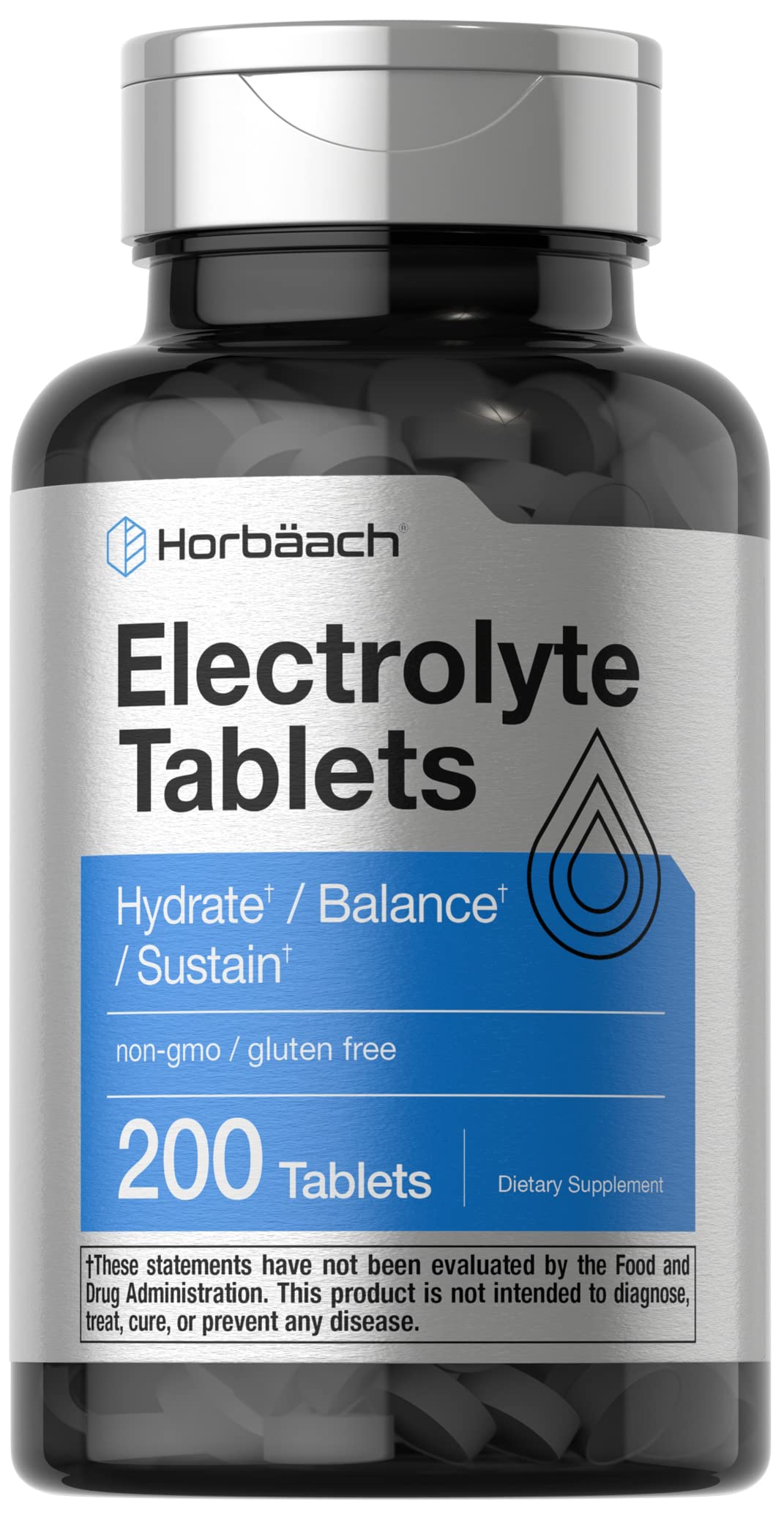 Horbäach Electrolyte Tablets for Hydration & Balance - 200 Count