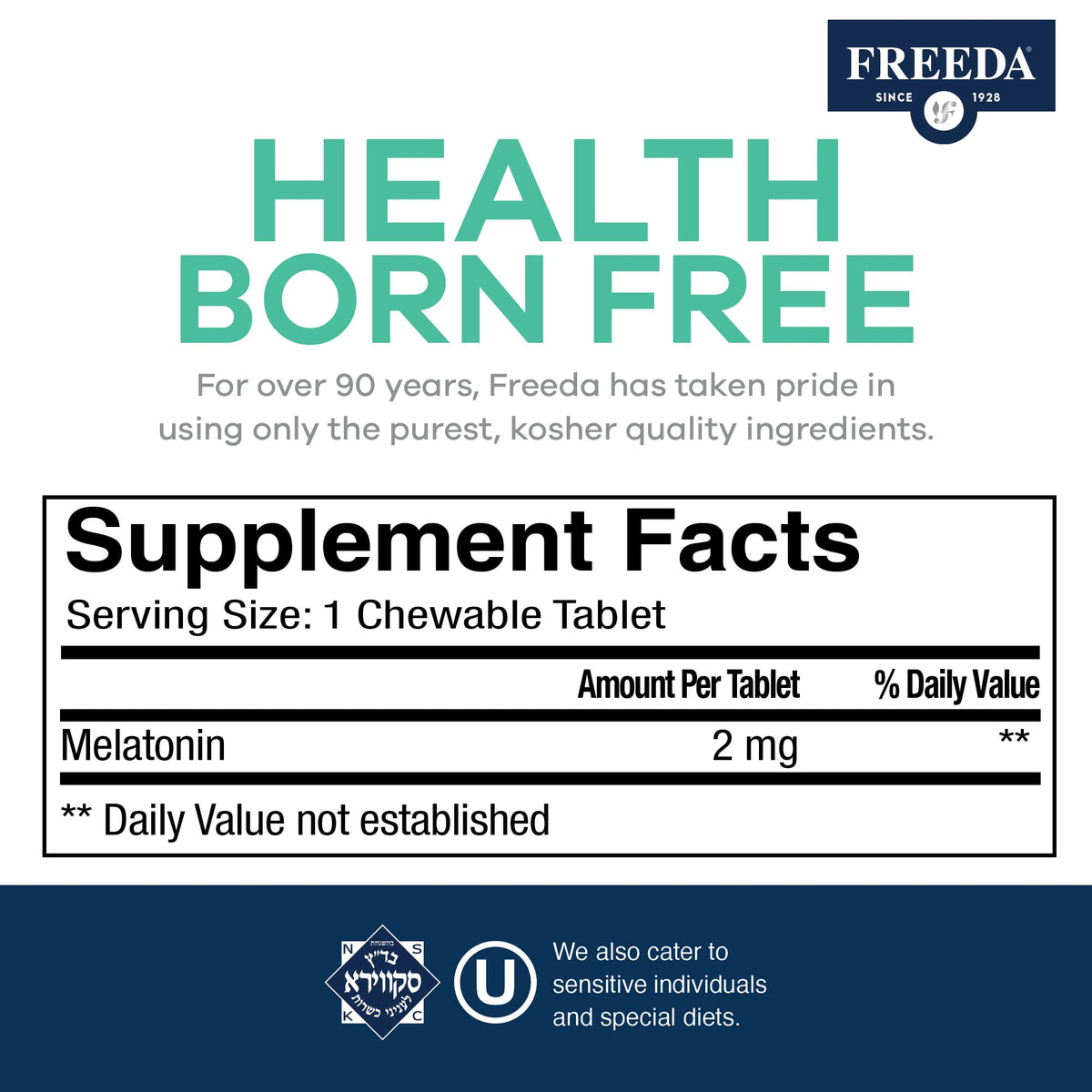 FREEDA Melatonin 2mg Sugar-Free Chewables