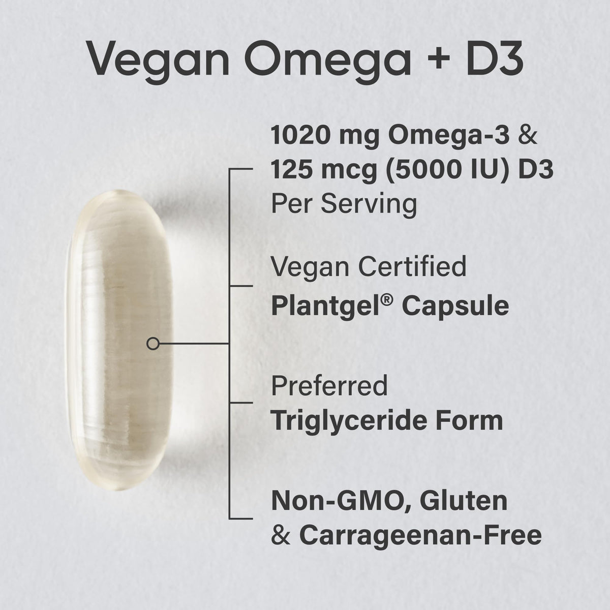 Sports Research Vegan Omega-3 Algae Oil 1400mg with D3 5000IU - 60 Softgels - image 2