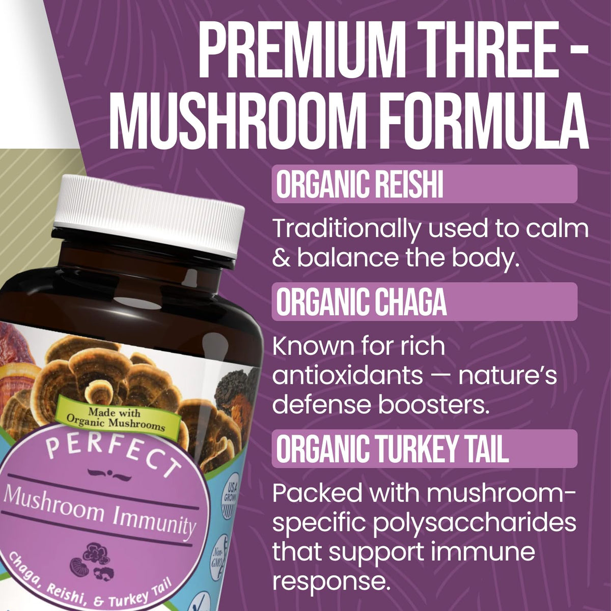 Perfect Supplements Mushroom Immunity - 90 Capsules - image 3