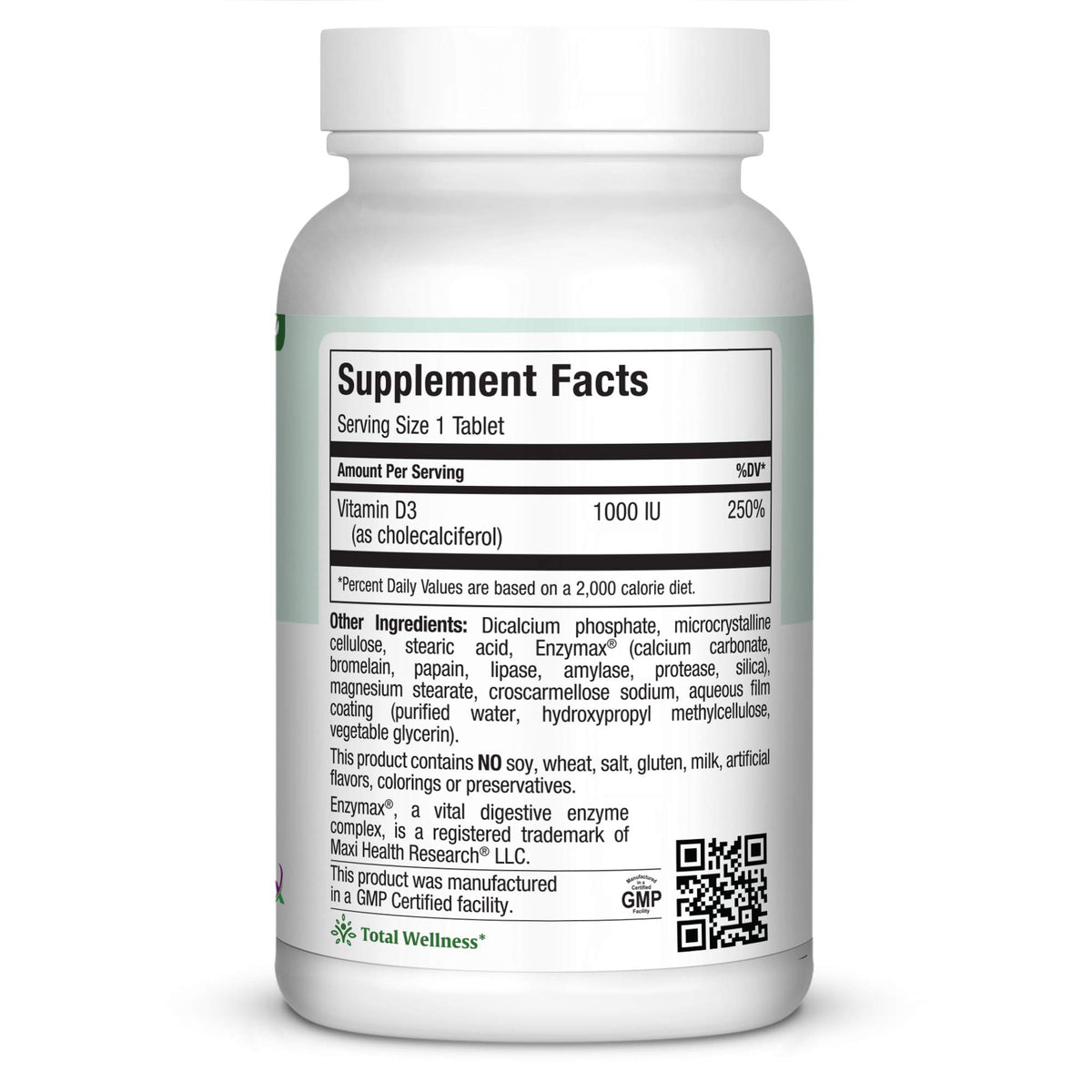 Maxi Health Vitamin D3 1000 IU - for Healthy Muscle Function
