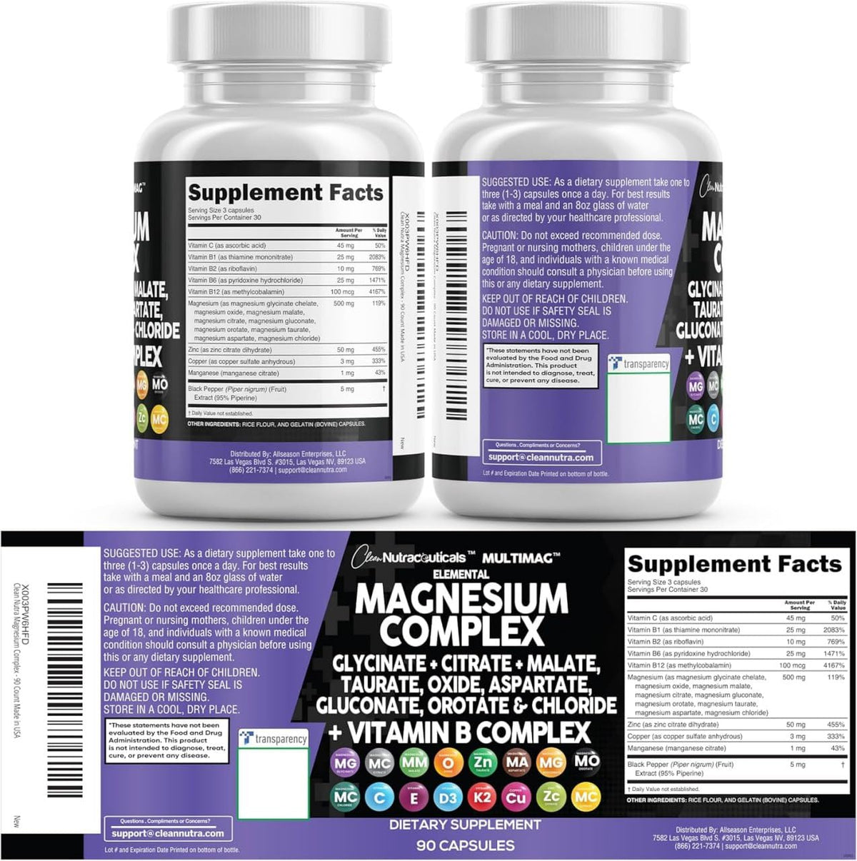 Clean Nutraceuticals Magnesium Complex with B Vitamins - 90 Capsules - image 5