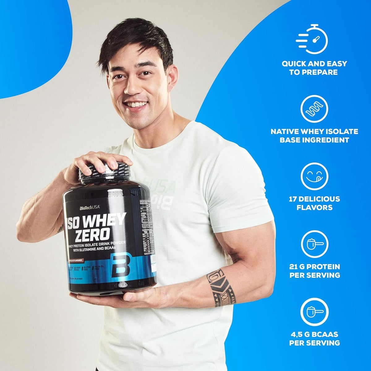 BioTechUSA Iso Whey Zero Cookies & Cream Protein Powder - 2.27kg - image 6