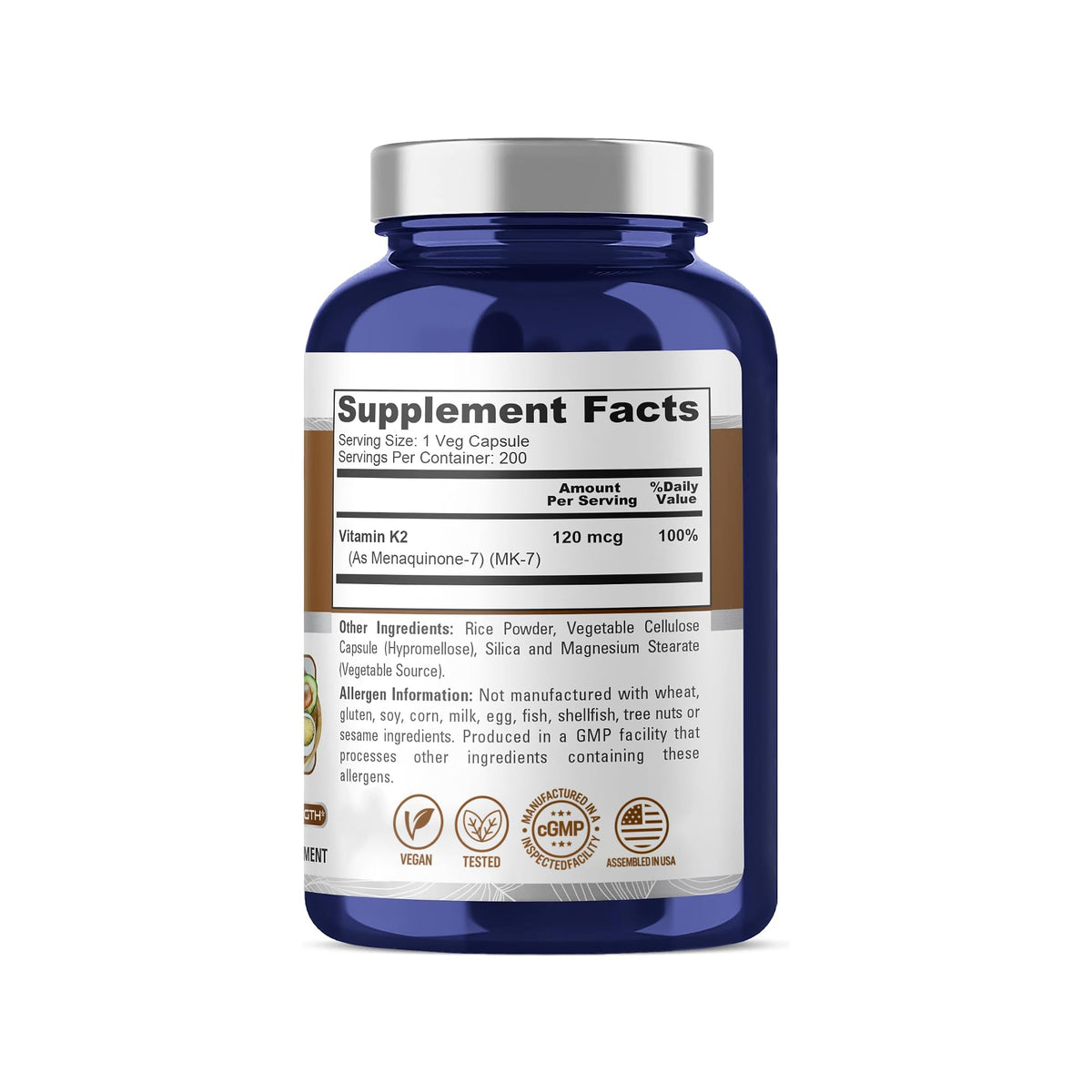 NusaPure Vitamin K2 MK7 120 mcg Vegan - 200 Vegetarian Capsules - image 2