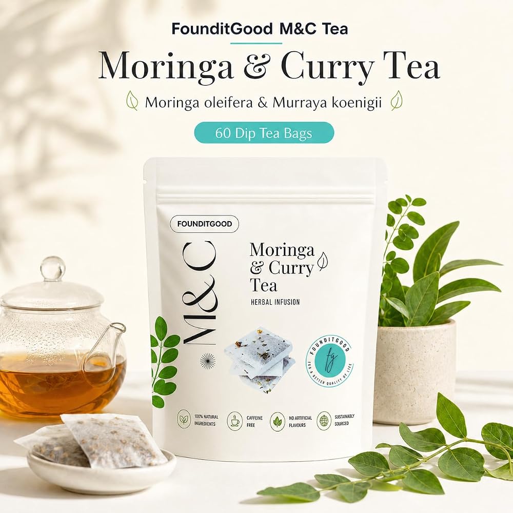 FounditGood Moringa & Curry Leaf Tea for Energy & Hair Health - 60 Tea Bags - image 2