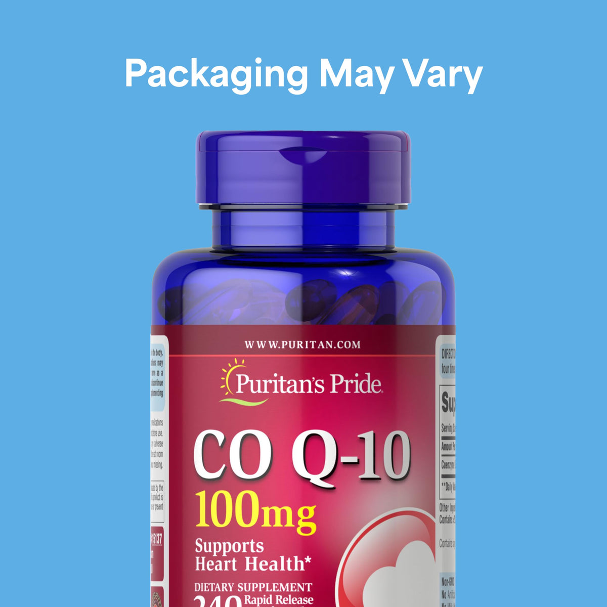 Puritan's Pride Coenzyme CoQ10 100mg Heart Health - 480 Softgels - image 2