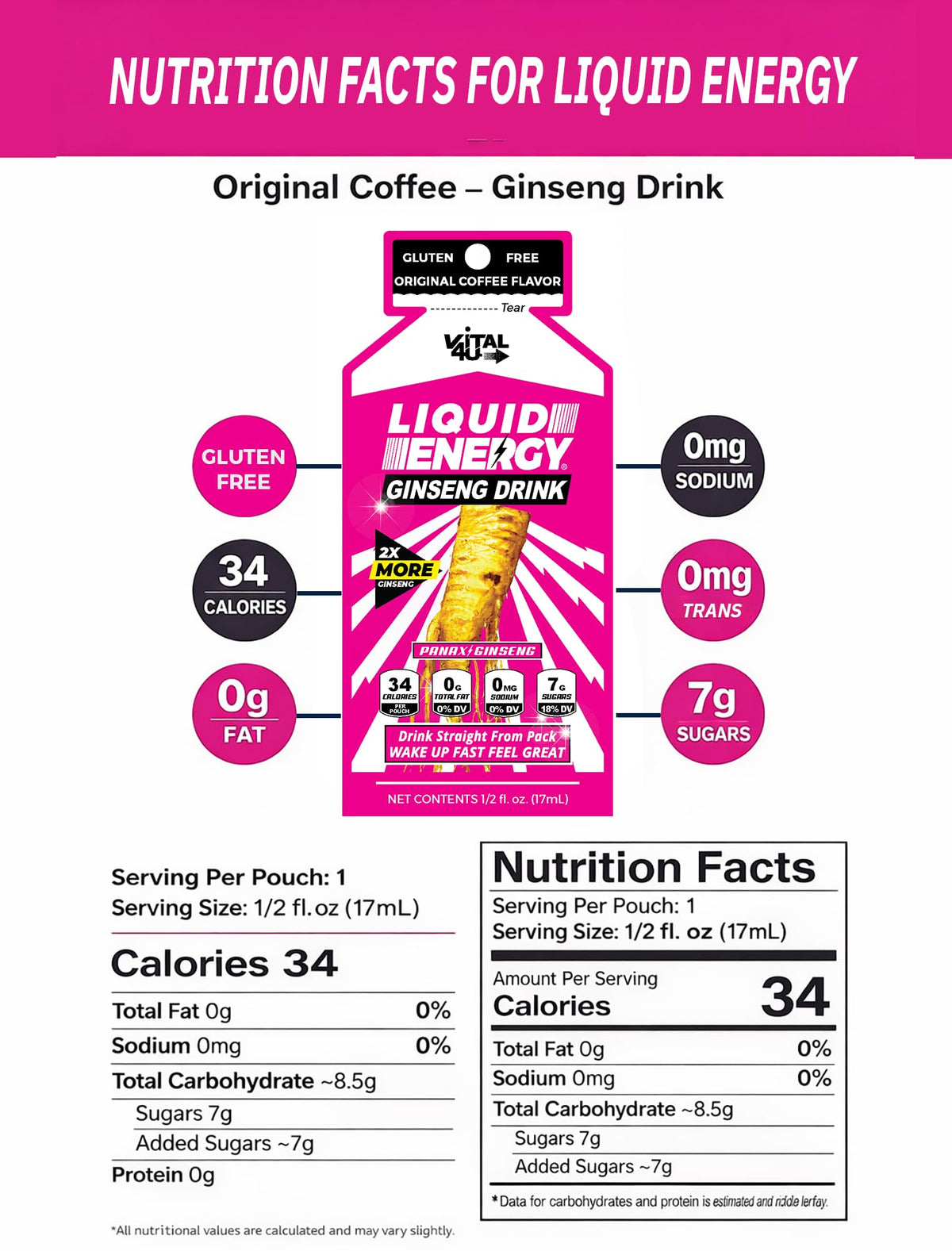 VITAL 4U Liquid Energy Coffee Energy Shot - 24 Pouches - image 2