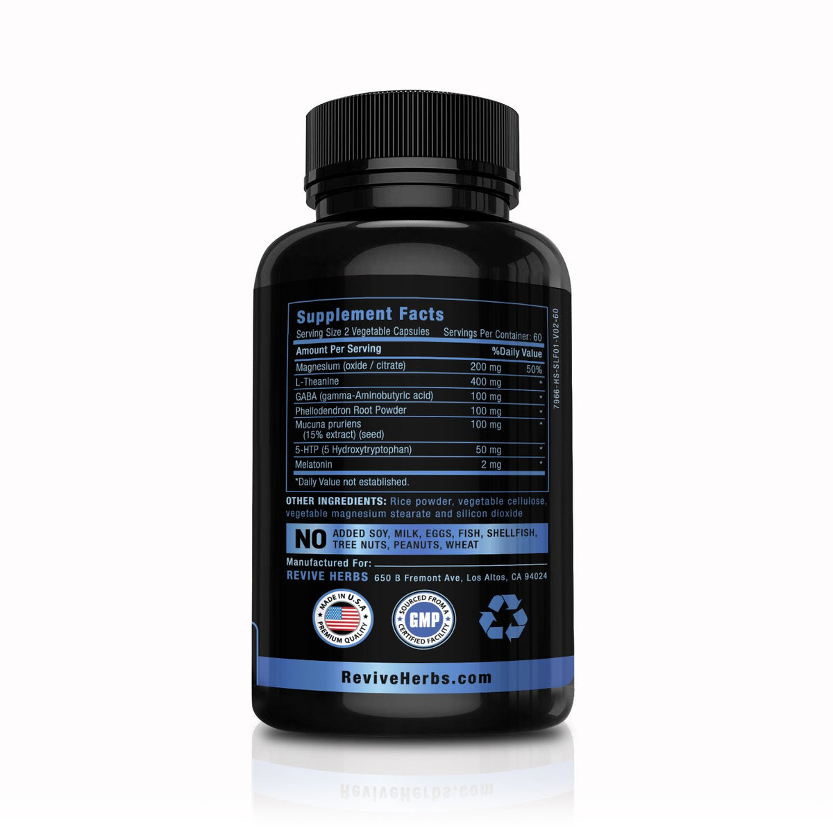 Revive Herbs Melatonin GABA L-Theanine - 60 Vegetarian Capsules - image 2