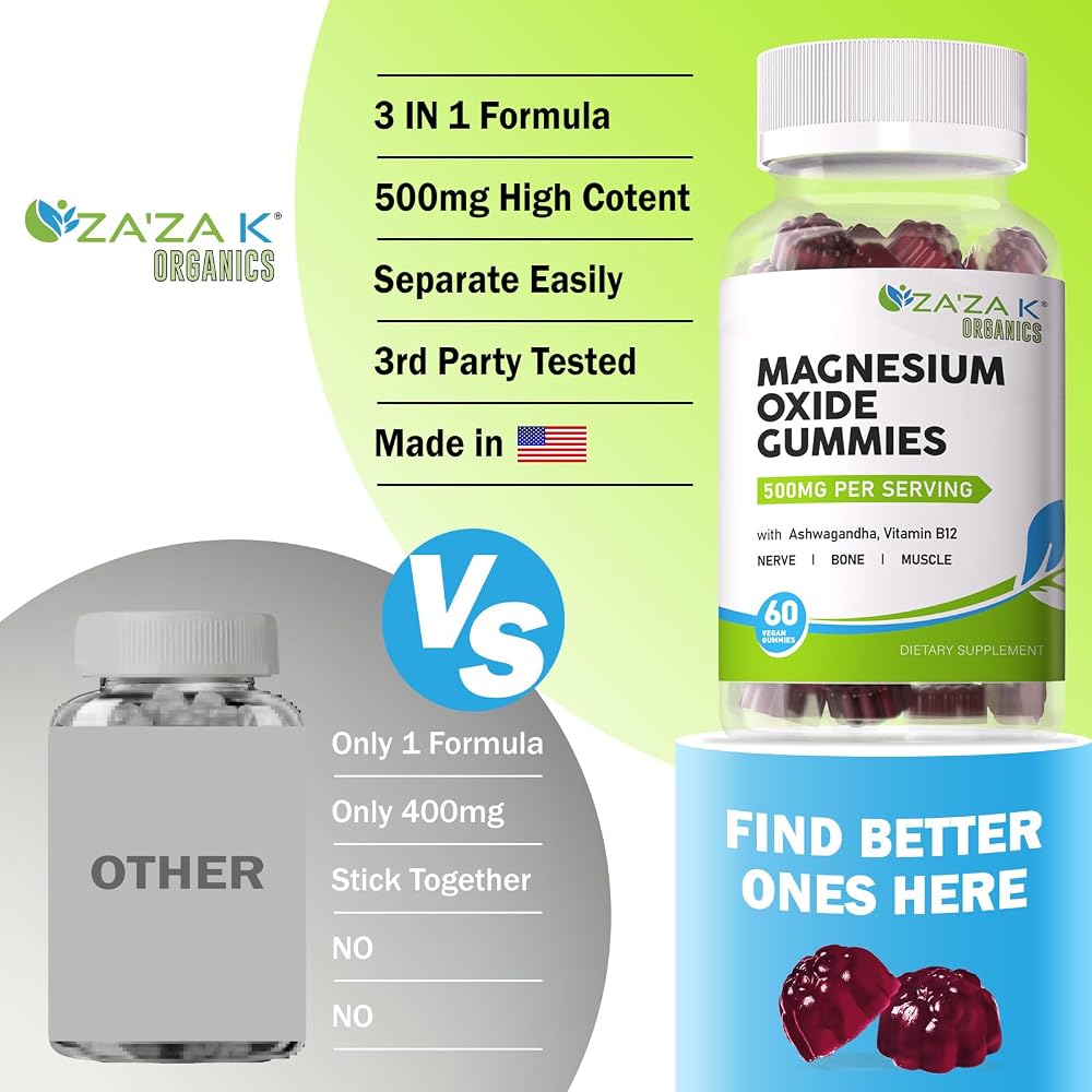 ZA'ZA K ORGANICS Magnesium Oxide Gummies for Sleep - 60 Gummies - image 6