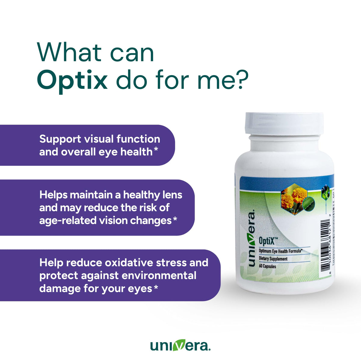 Univera OptiX Eye Health Supplement with Lutein & Bilberry - 60 Capsules - image 5