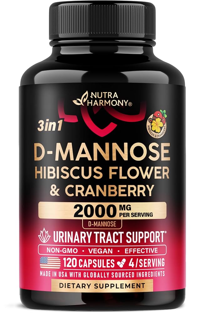 NUTRAHARMONY D-Mannose 2000mg with Cranberry & Hibiscus - 120 Capsules